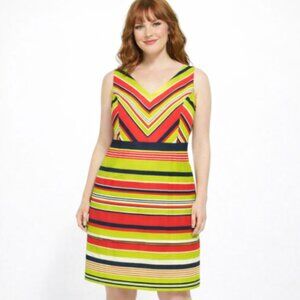 TAHARI SIZE 18 SLEEVELESS STRIPE DRESS